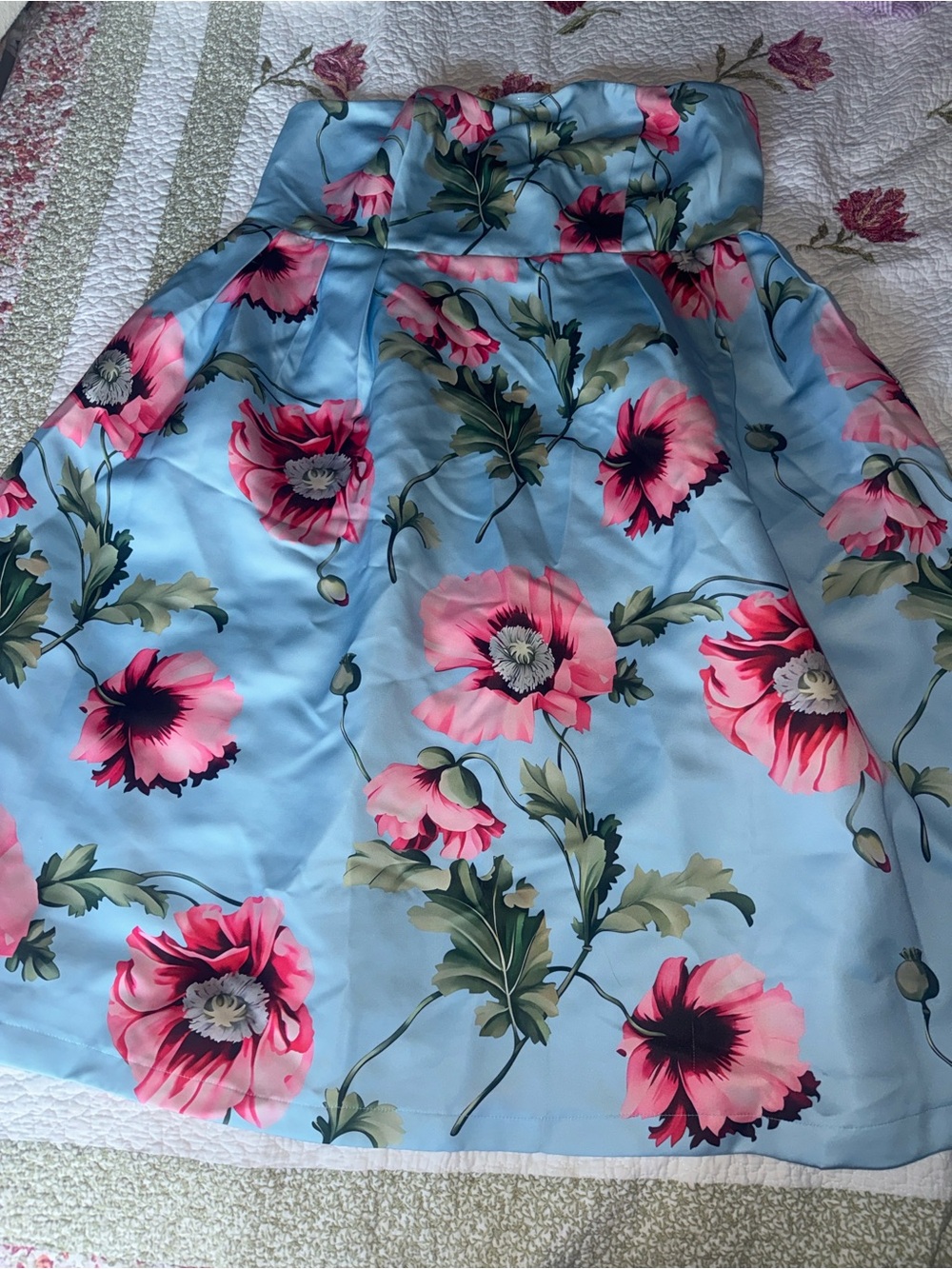 NWT Fashion Nova Light Blue Strapless Floral Midi Dress - Picture 3 of 11